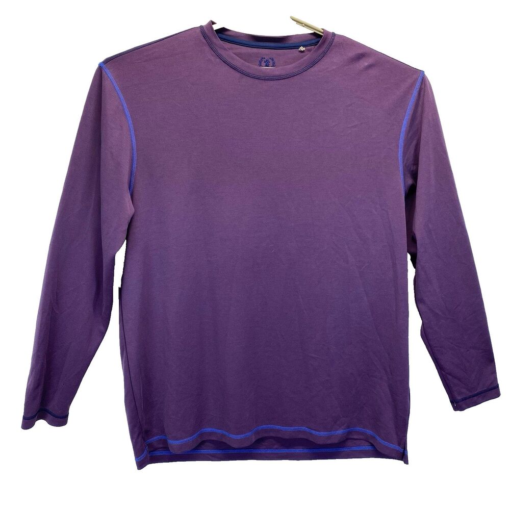 Bugatchi Uomo Men's XL Purple Modal/Polyester Blend Long Sleeve Tee FLAW